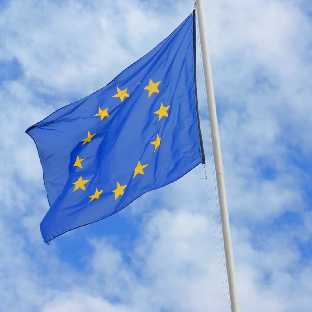 European flag against blue sky