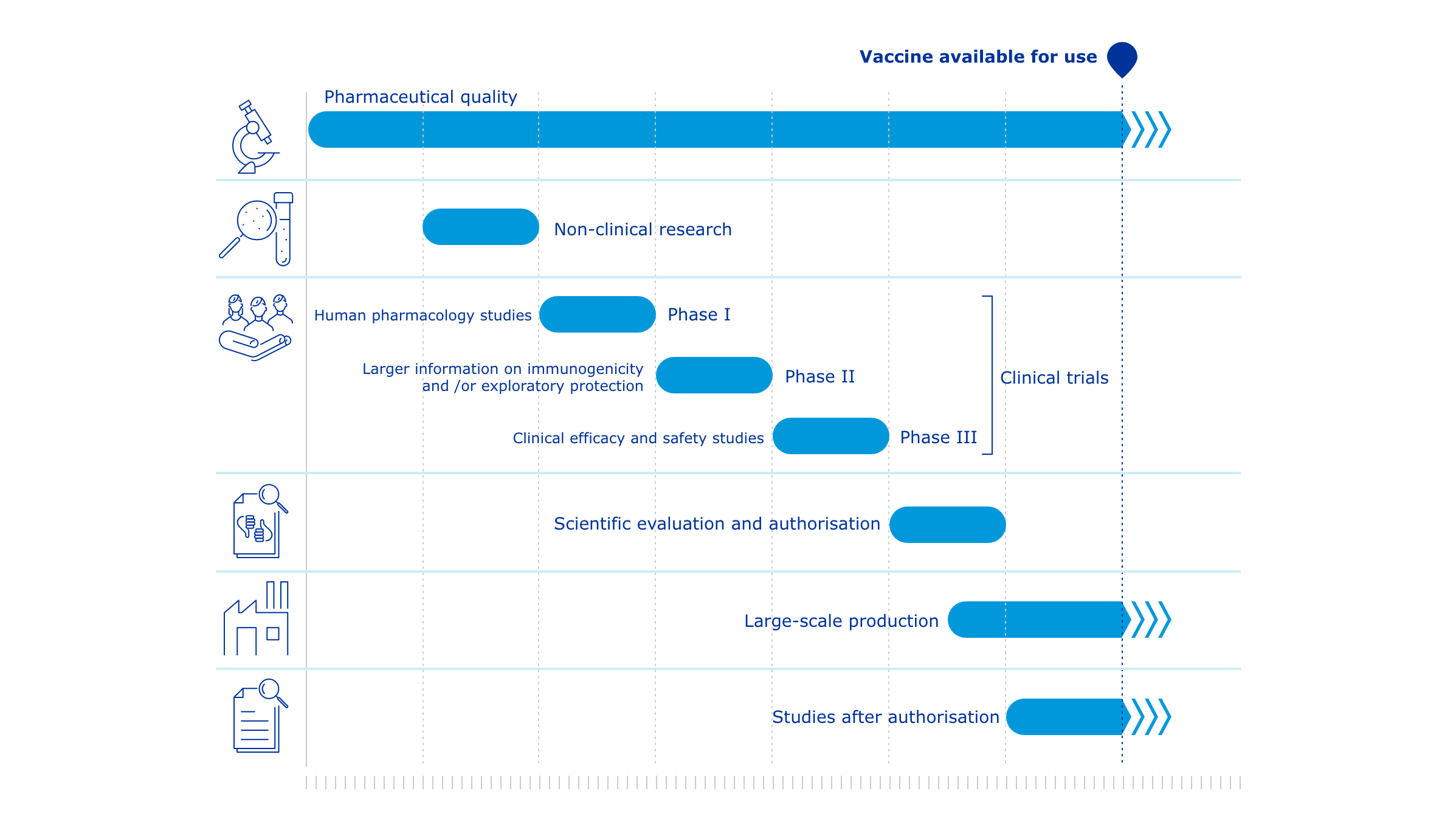 Indicative timelines for standard vaccines
