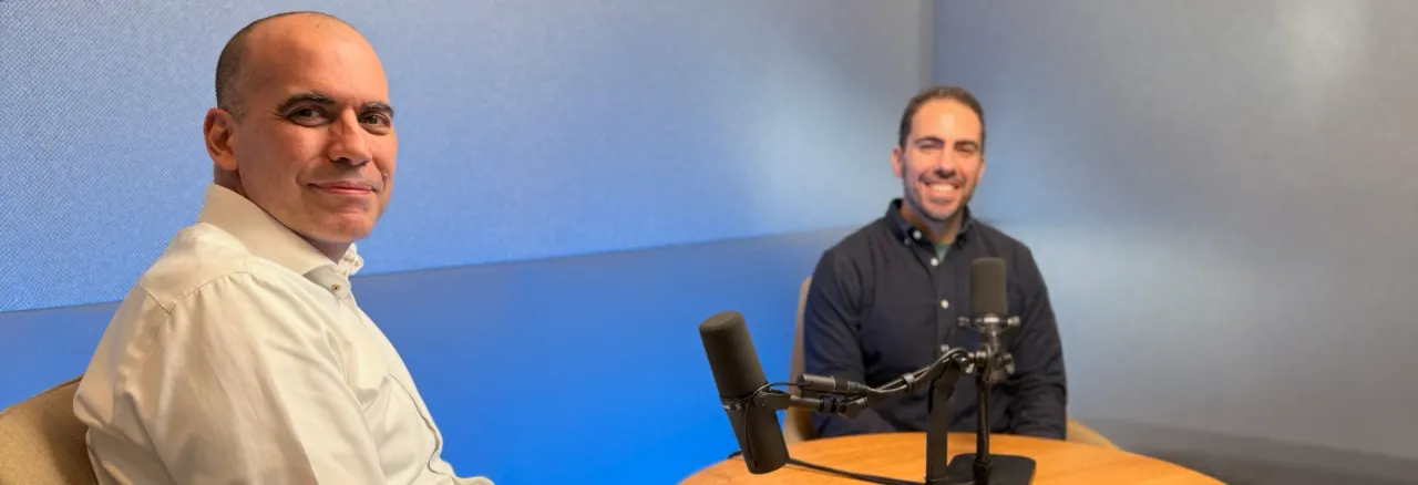 Podcast presenter with guest