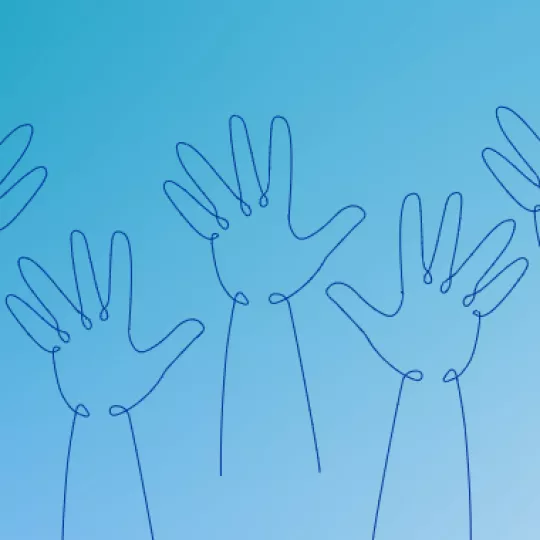 illustration of hands raised