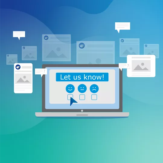 Illustration of a laptop with a poll on the screen