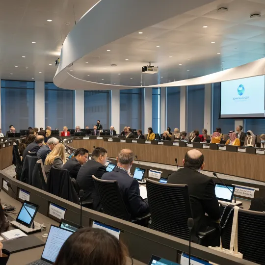 Full meeting room at the International Coalition of Medicines Regulatory Authorities (ICMRA) summit from October 2025