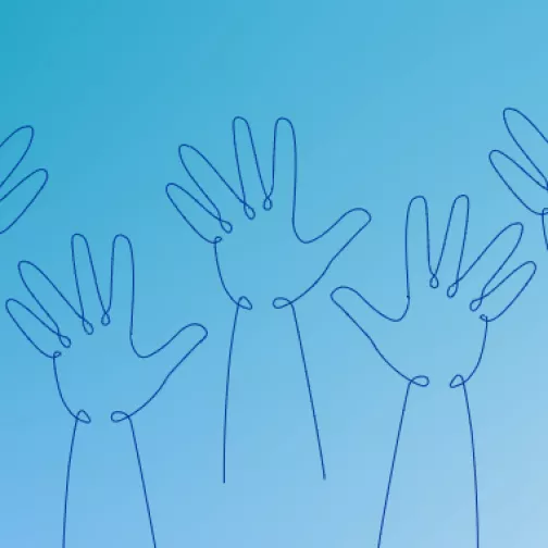 illustration of hands raised