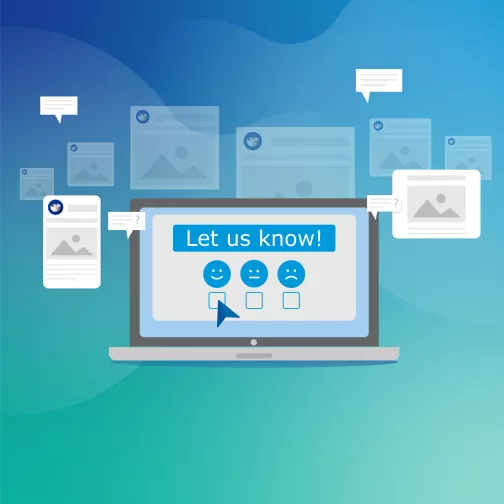 Illustration of a laptop with a poll on the screen