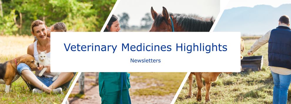Picture including humans and a horse and the text veterinary medicines highlights